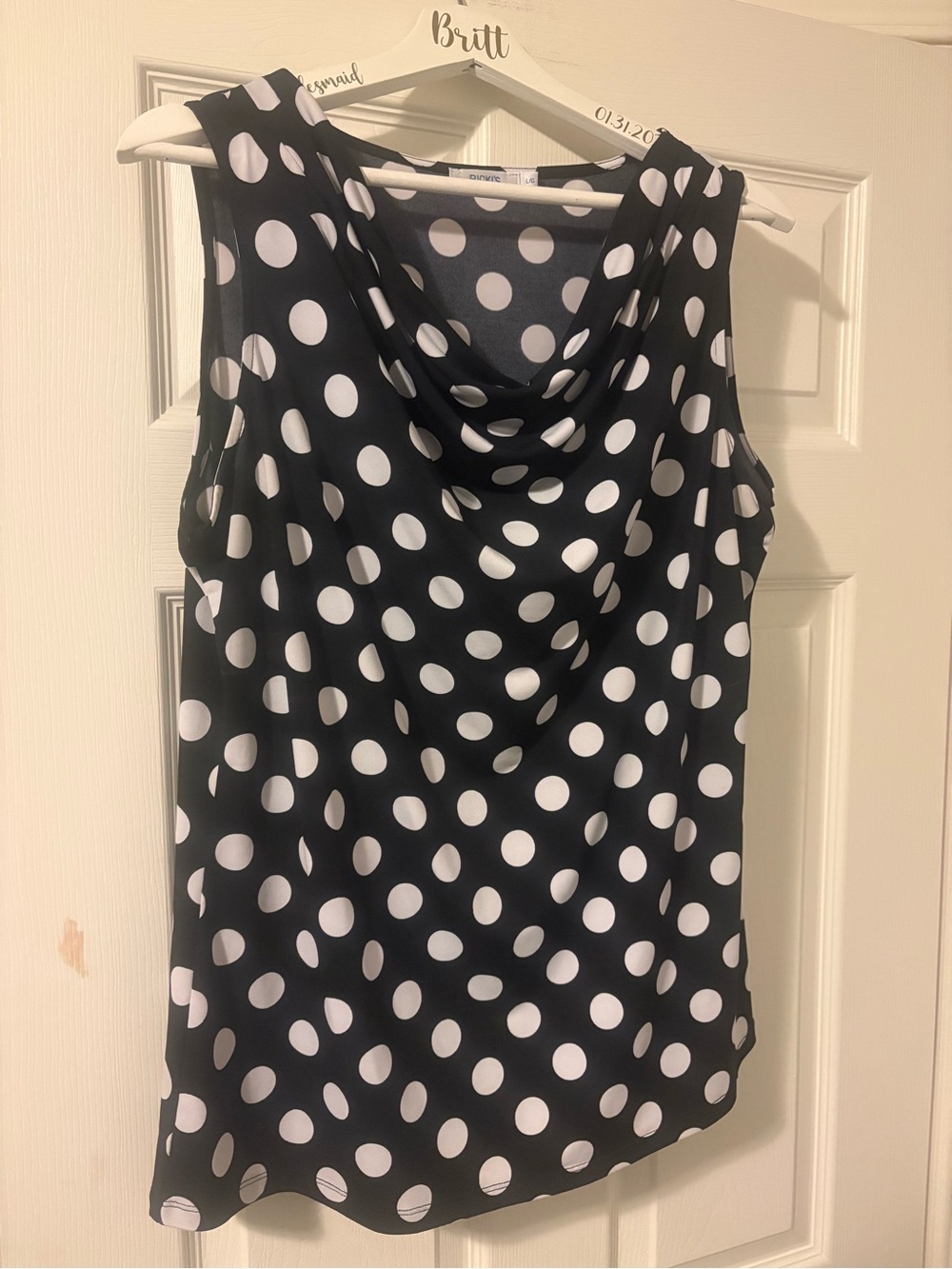 Ricki's Black and White Polka Dot Cowl Neck Camisole